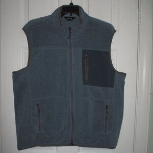 Orvis Mens Blue Fleece Sleeveless Full Zip Sweater Vest (3) Zippered Pockets- XL